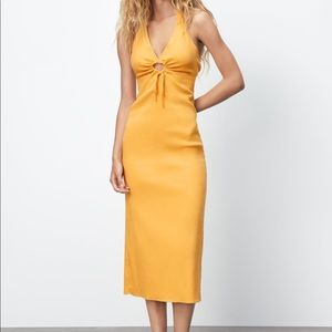 Zara Cut Out Linen Blend Dress
